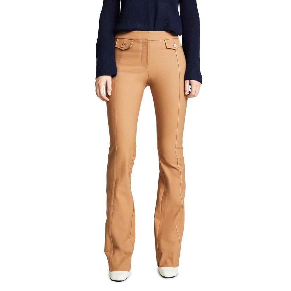 Derek Lam 10 Crosby Stretch Bootcut Flare Camel Trouser Pants w/ tab detail $385